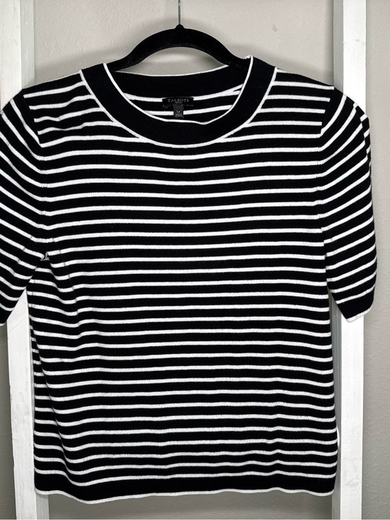 Talbots Tops - Talbots Black and White Striped Short Sleeve Tee